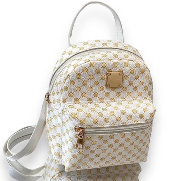 Pink Brown Clover Designed Adjustable Straps Crossbody Mini Backpack NEW - Picture 3 of 3